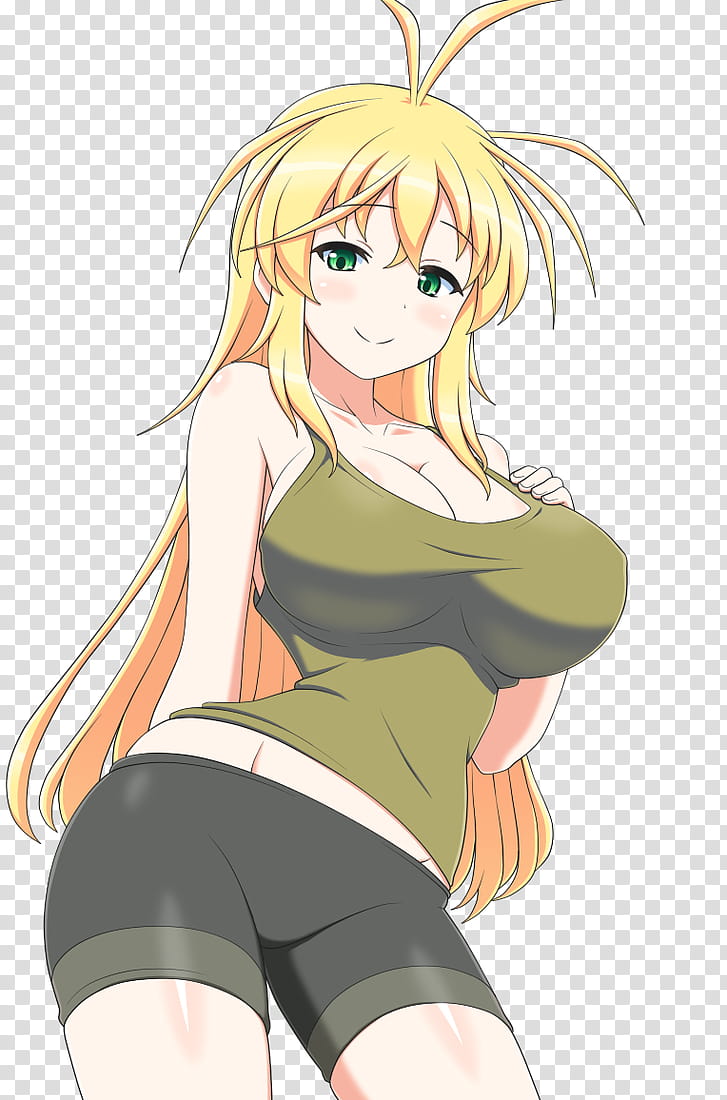 Pose Yellow Haired Anime Girl Character Transparent Background PNG