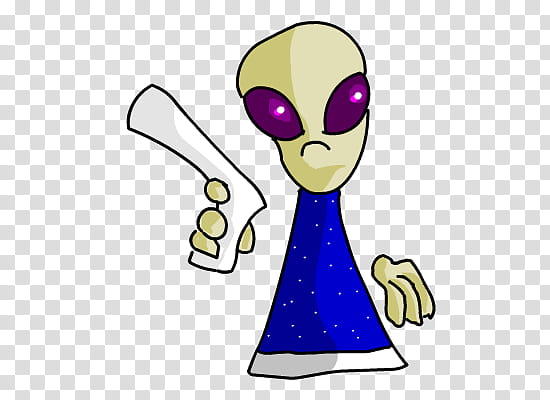 What Xenu Did, blue and yellow alien holding toy transparent background PNG clipart