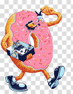, pink donut illustration transparent background PNG clipart