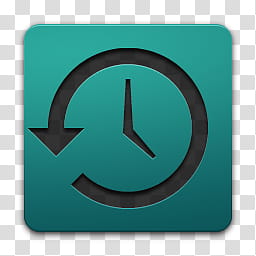 Mac OS X Mavericks icons, Time Machine, square green and black counter clockwise timer illustration transparent background PNG clipart
