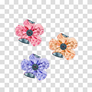 s, three assorted-color flower decors transparent background PNG clipart thumbnail