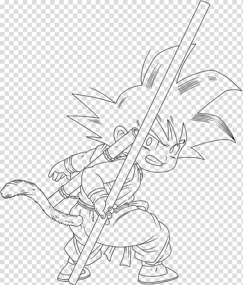 Dragon Ball, kid Goku , lineart transparent background PNG clipart