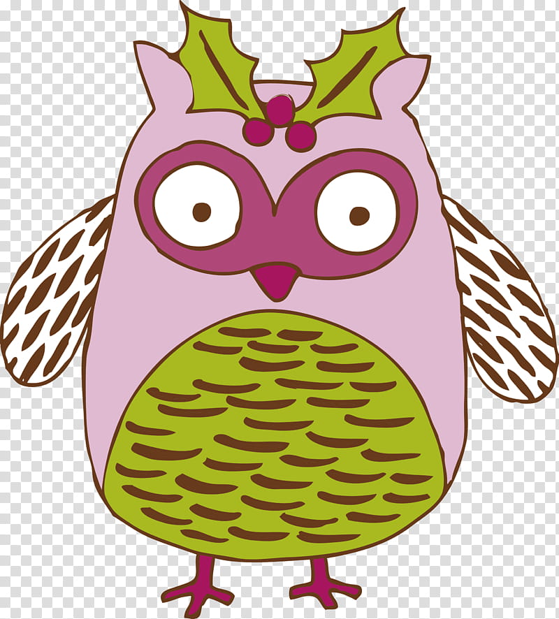 owl cartoon bird pink bird of prey, Christmas Owl, Cartoon Owl, Christmas Animal transparent background PNG clipart