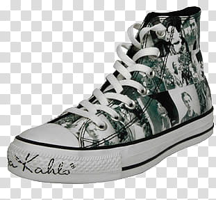 converse, unpaired white and green high top shoe transparent background PNG clipart