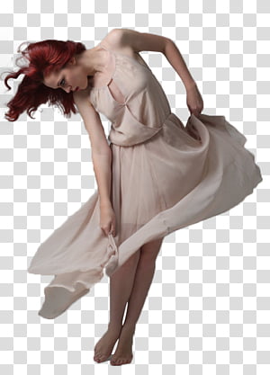 woman wearing beige sleeveless dress transparent background PNG clipart thumbnail