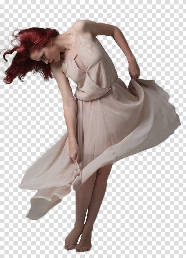 woman wearing beige sleeveless dress transparent background PNG clipart