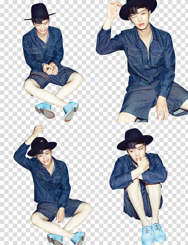 BTOB Yook Sung Jae Ceci, men's blue denim dress shirt collage transparent background PNG clipart