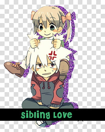 Anime Glitter Edit Sibling Love, anime character illustration transparent background PNG clipart