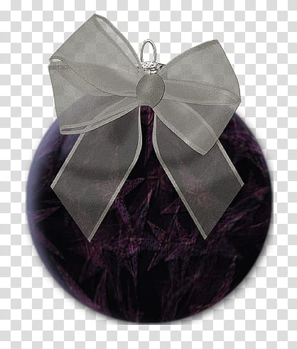 Timeless XmasGothic, purple and black Christmas bauble with bow transparent background PNG clipart