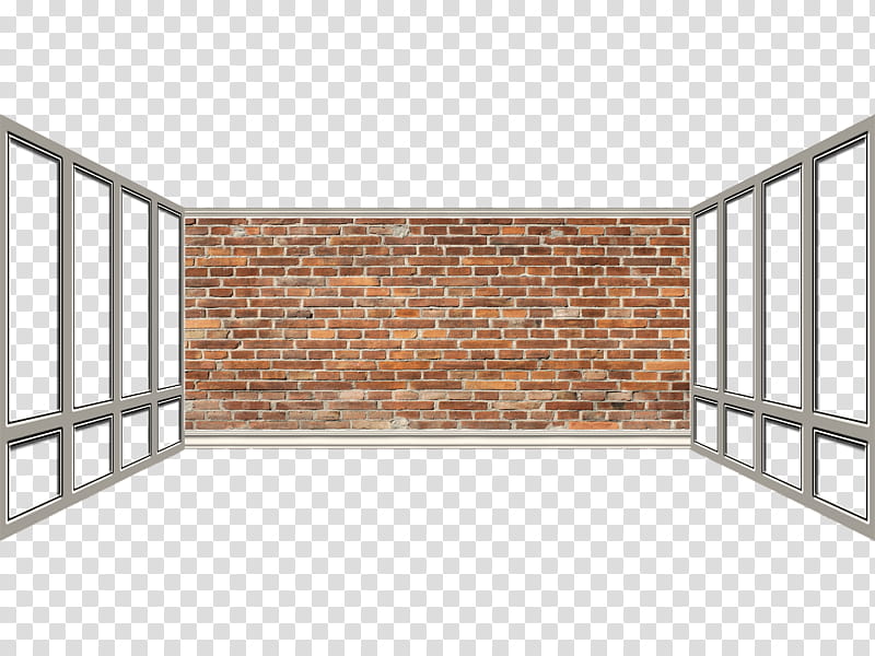 Brick Wall and Windows, brown brick artwork transparent background PNG clipart