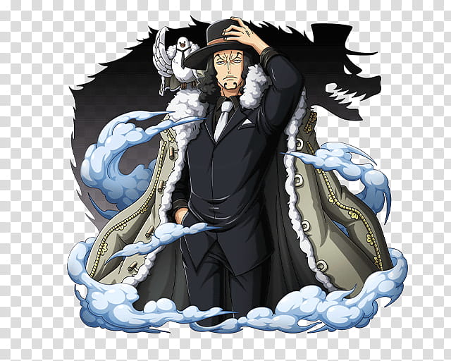 ROB LUCCI, man in black coat One Piece character illustration transparent background PNG clipart