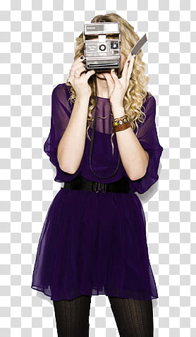 Taylor Swift, woman holding black land camera transparent background PNG clipart