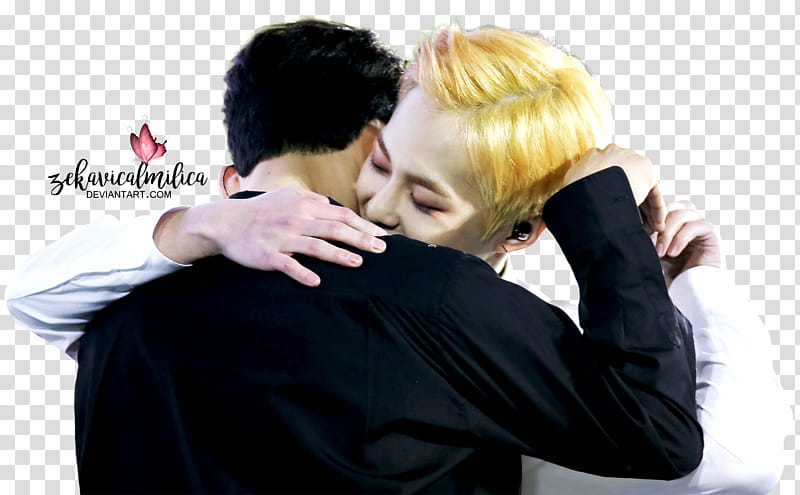 EXO Xiuchen  Green Nature, two men hugging each other transparent background PNG clipart