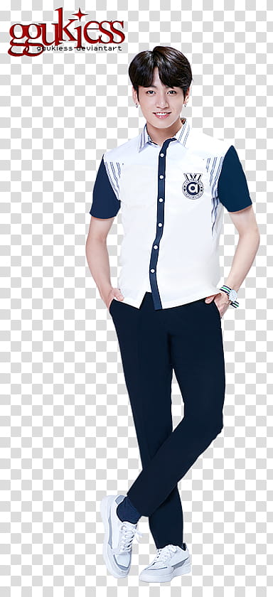 Jungkook BTS, man in white top and black pants transparent background PNG clipart