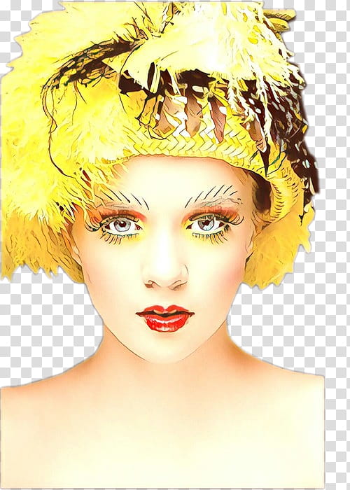 hair face headpiece yellow head, Cartoon, Beauty, Hairstyle, Lip, Forehead transparent background PNG clipart