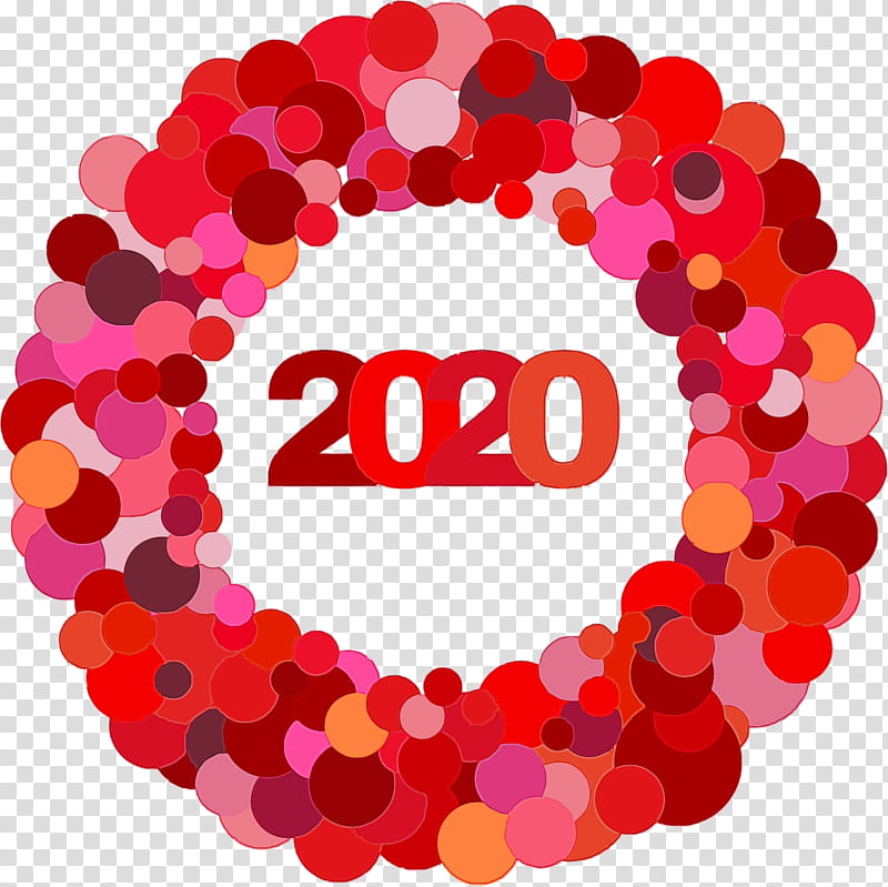 red pink heart circle material property, Happy New Year 2020, New Years 2020, Watercolor, Paint, Wet Ink, Love, Magenta transparent background PNG clipart