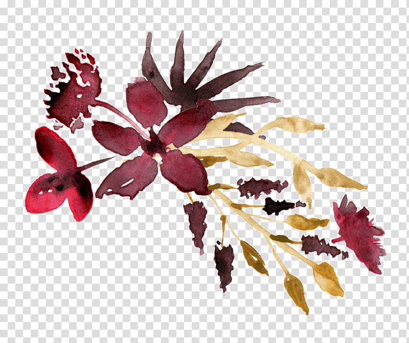 Red Watercolor Flowers, Watercolor Painting, Floral Design, Petal, Pink, Maroon, Leaf, Plant transparent background PNG clipart