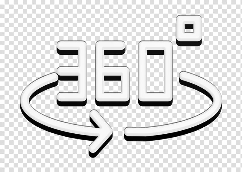 360 degrees icon Camera icon Arrow icon, Text, Line, Logo, Symbol, Blackandwhite transparent background PNG clipart