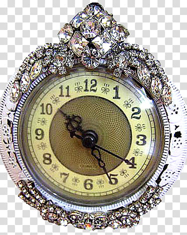 Clock Jewelry s, round pocket watch with silver frames transparent background PNG clipart