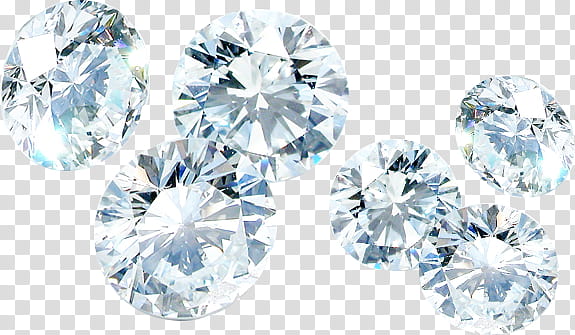 Diamonds Gems, six clear gemstones transparent background PNG clipart