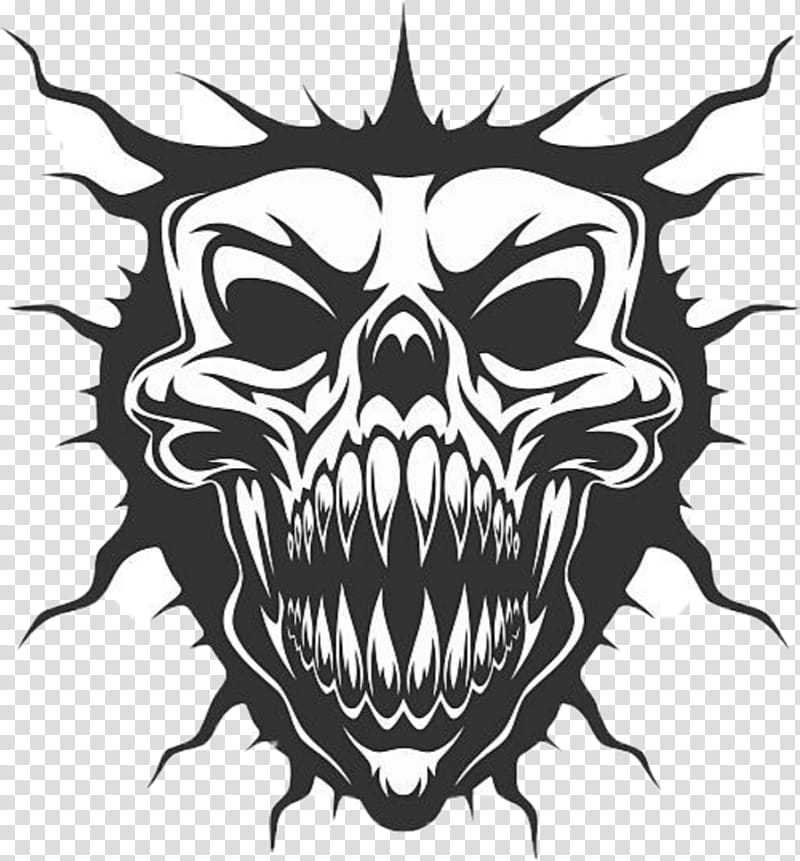 Human Skull Drawing, Devil, Demon, Cartoon, Head, Bone, Logo, Tshirt transparent background PNG clipart