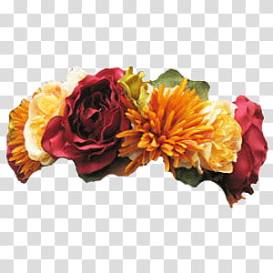 Flower Crowns Yellow And Red Flowers Illustration Transparent Background Png Clipart Hiclipart