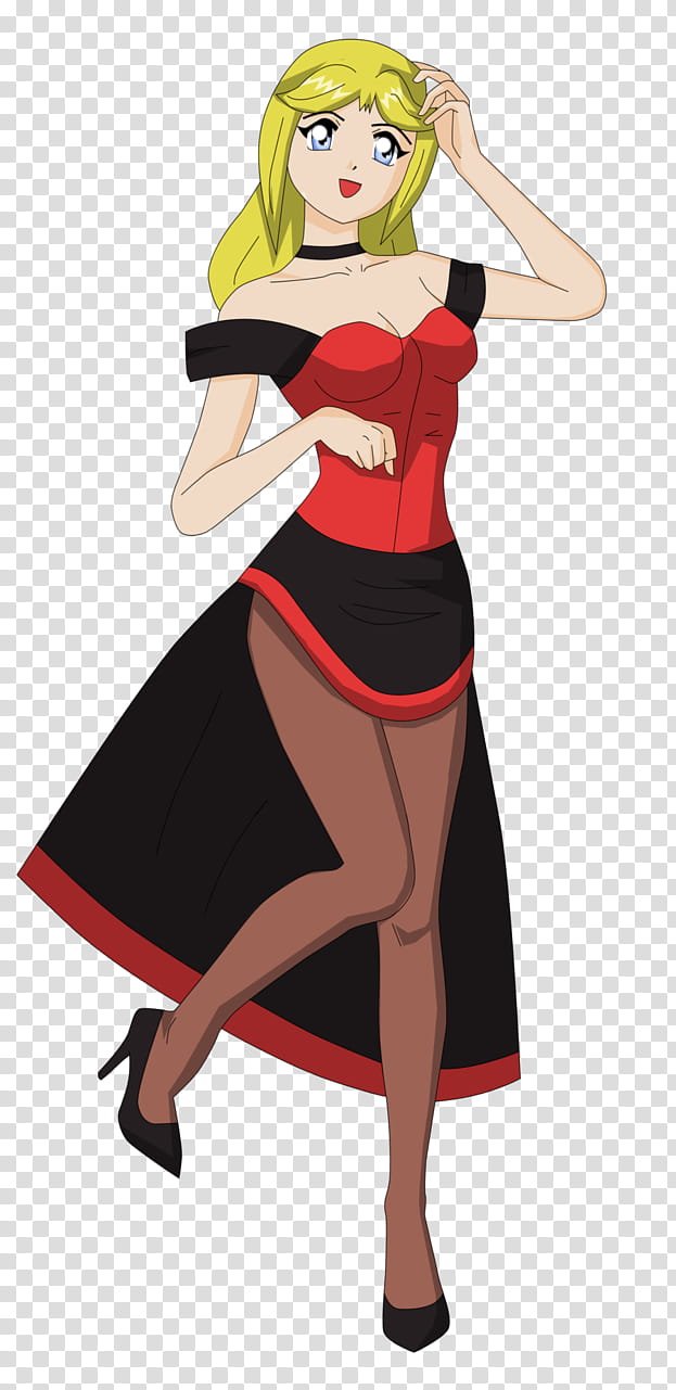 Pulsar saloon girl WIP, woman wearing red dress anime character illustration transparent background PNG clipart