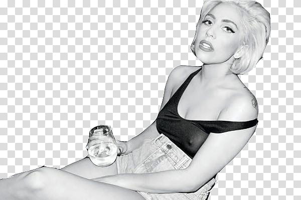 Lady Gaga in sheer top and short shorts outfit transparent background PNG clipart