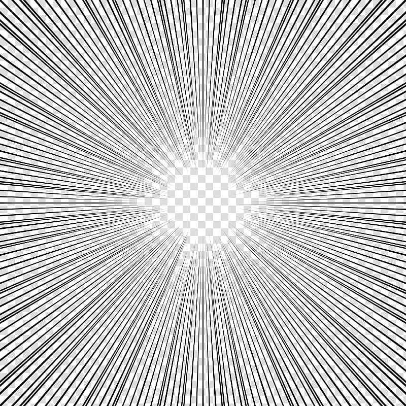 screentones action lines, black and white rays transparent background PNG clipart