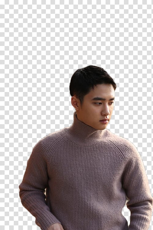 D O EXO S, man standing wearing gray sweater transparent background PNG clipart