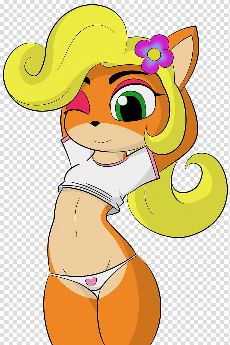 Coco Bandicoot, orange fox female cartoon character transparent background PNG clipart