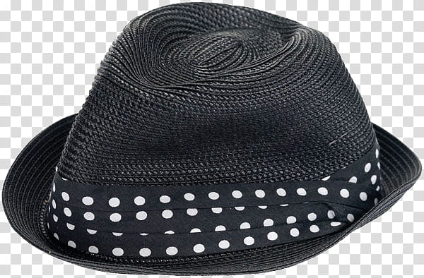 Oclothes, black and white polka-dot fedora hat transparent background PNG clipart