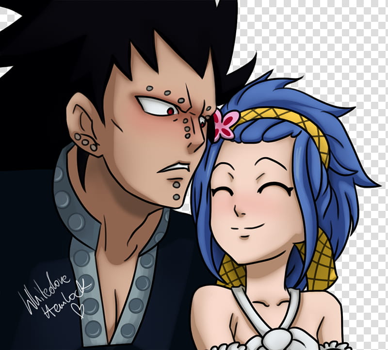 Gajeel and Levy, black-haired man anime character illustration transparent background PNG clipart