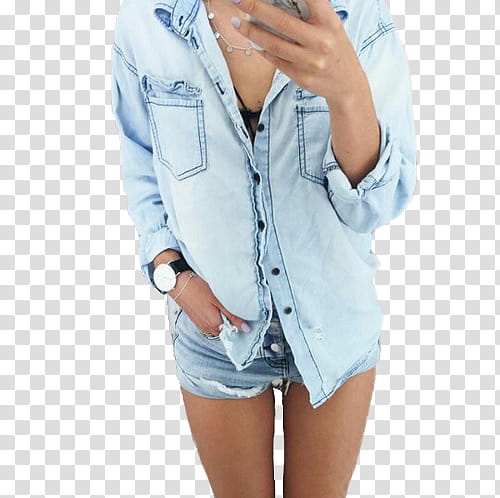 tumblr girls s, woman wearing blue denim jacket transparent background PNG clipart