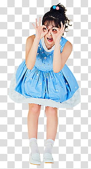 Red Velvet Render , woman in blue tank midi dress transparent background PNG clipart