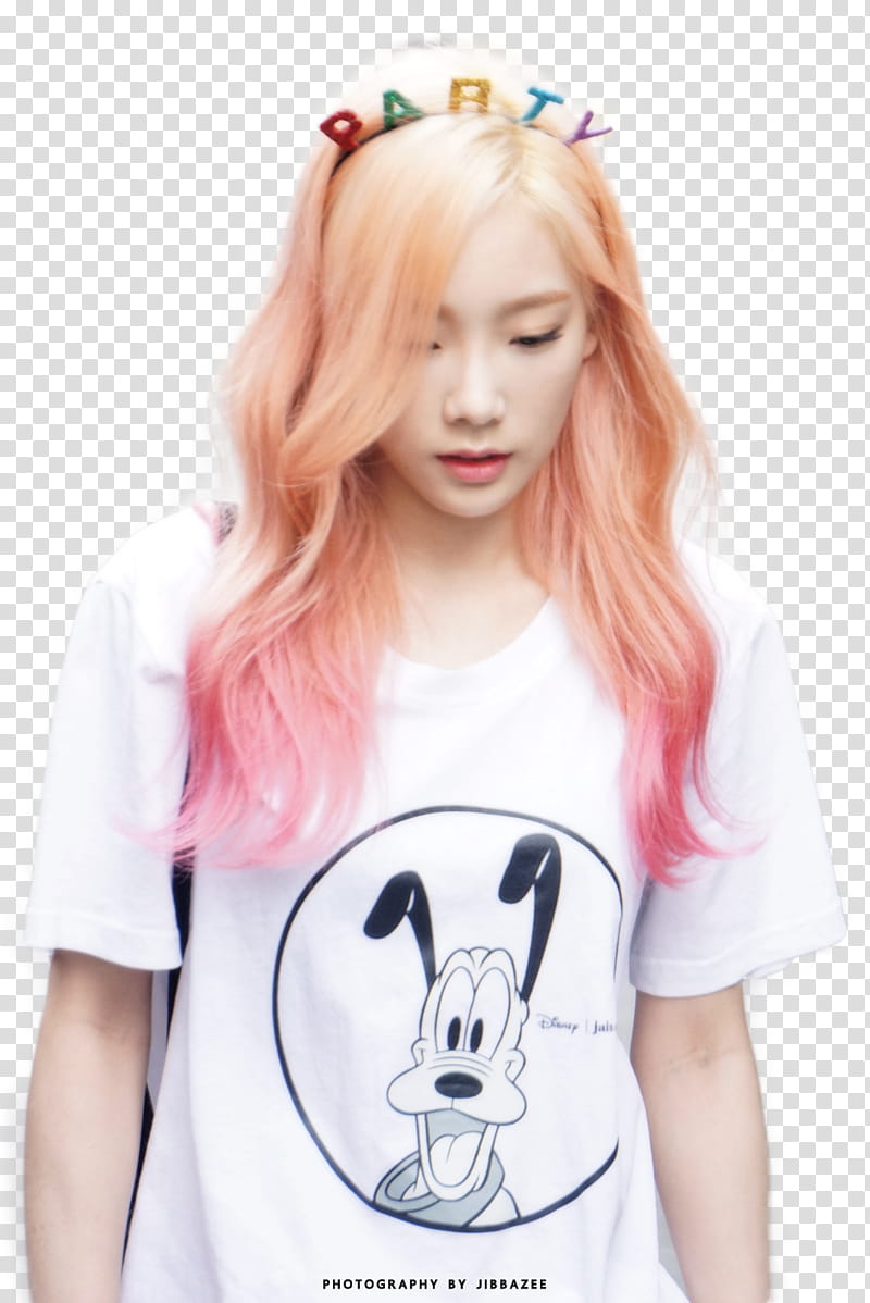 Taeyeon SNSD, woman wearing white crew-neck shirt transparent background PNG clipart