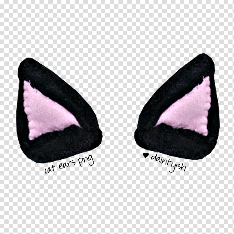 Cat ears, pair of black-and-pink ears decor transparent background PNG clipart