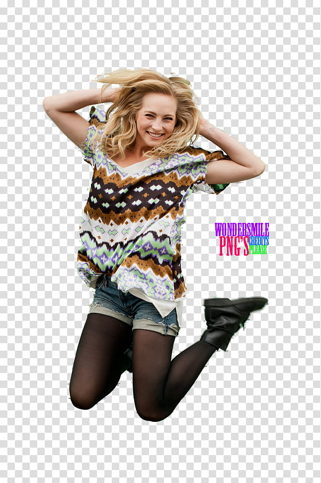 Candice Accola, woman jumping transparent background PNG clipart