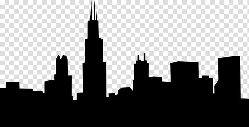 City Skyline Silhouette Chicago Skyline Drawing Line Art Cityscape Landmark Metropolis