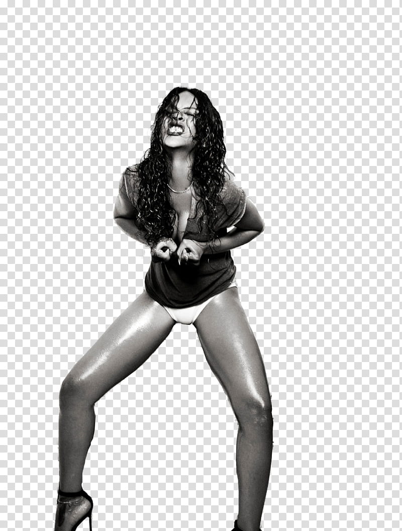 Rihanna Fenty, grayscale of woman wearing top and panty transparent background PNG clipart