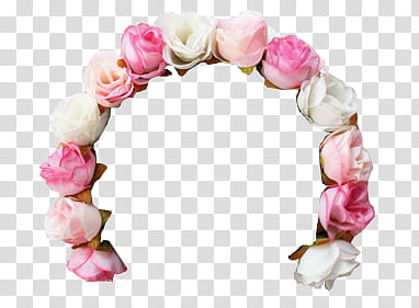 Flower Crowns, pink and white roses illustration transparent background PNG clipart