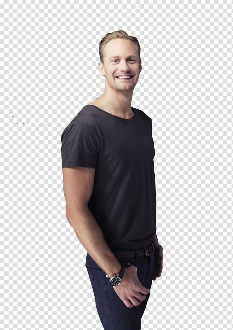 Alexander Skarsgard, man in black shirt transparent background PNG clipart