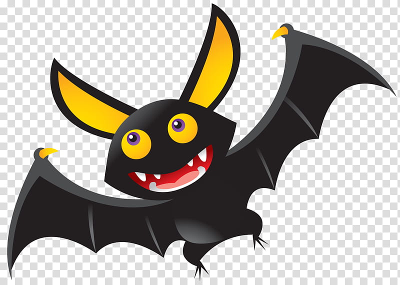 Halloween, black and yellow bat character transparent background PNG clipart