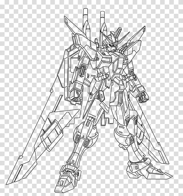 Infinite Justice Line-art, line art illustration of Gundam robot character transparent background PNG clipart