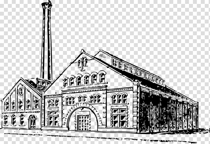 Building, Factory, Industrial Revolution, Industry, Drawing, Line Art, Landmark, Architecture transparent background PNG clipart