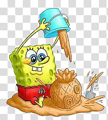 Todo Un Pooco, Spongebob making pineapple sand castle transparent background PNG clipart