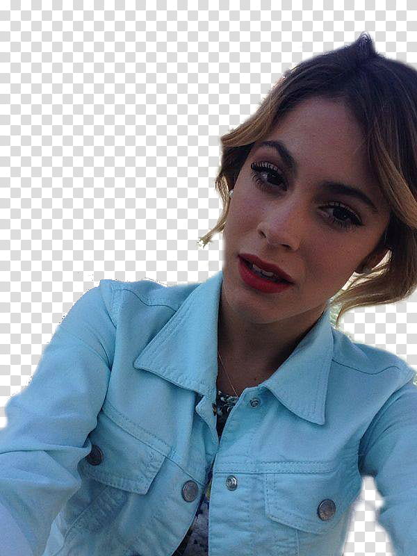 Martina Stoessel Y Jorge Blanco, woman wearing white button-up jacket taking selfie transparent background PNG clipart