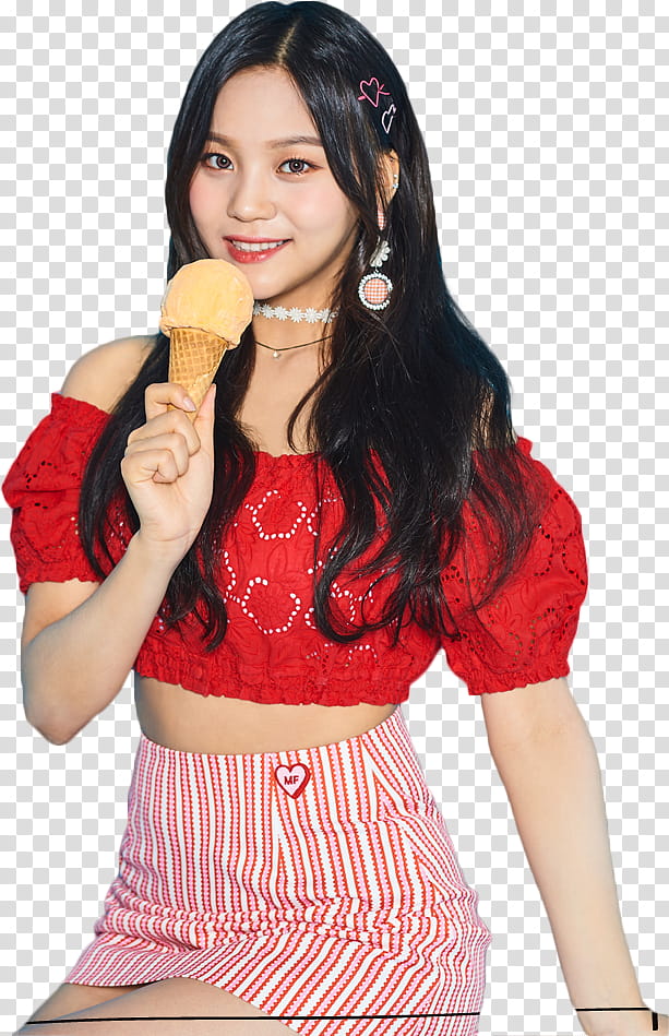 GFriend Sunny Summer PT, woman wearing red top and holding ice cream transparent background PNG clipart