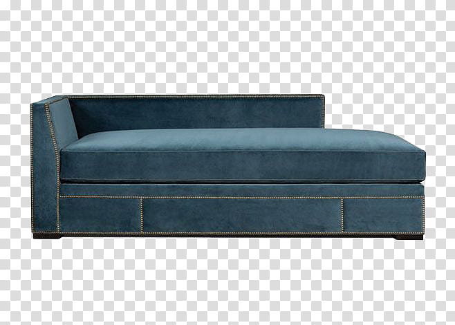 Furniture, blue fabric chaise lougen transparent background PNG clipart