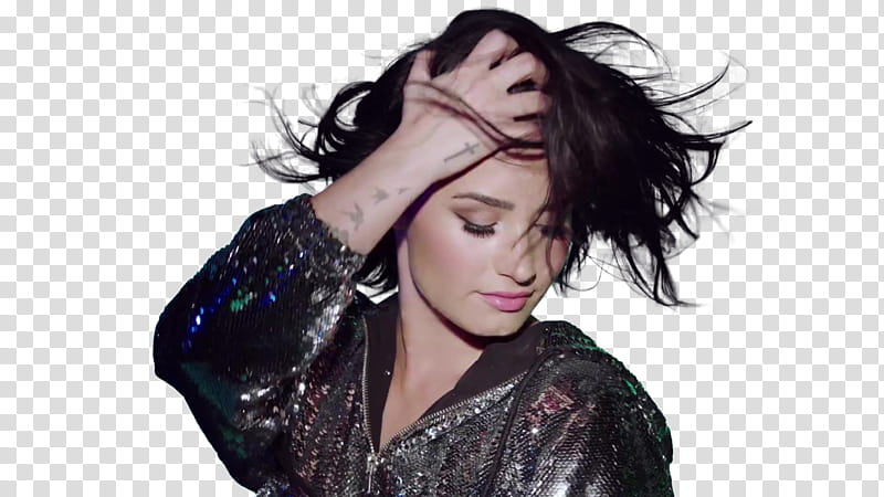 Demi Lovato, Demi Lovating standing while holding her hair transparent background PNG clipart